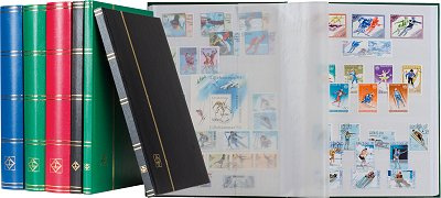 Classeurs BASIC de 16 à 64 pages blanches pour timbres avec bandes cristal