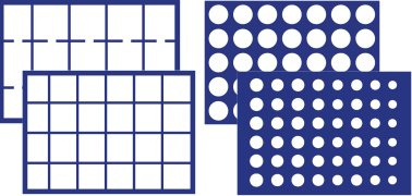 Plateaux individuels PL-PREMIUM cases carrées et rondes pour monnaies avec ou sans capsule