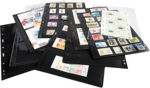Feuilles VARIO noires ou transparentes pour timbres ou blocs de 1 à 8 bandes