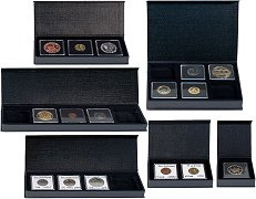 Ecrins AIRBOX cartonnés cases carrées pour monnaies sous capsules Quadrum
