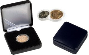 Ecrins NOBILE façon cuir cases rondes pour monnaies avec ou sans capsule