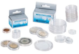 Capsules rondes CAPS avec bord pour des monnaies de 14 à 50 mm