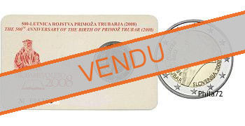 Commémorative 2 euros Slovénie 2008 BU Coincard - Primoz Trubar