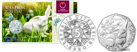 Commémorative 5 euros Argent Autriche 2018 BU - Lapin de Pâques