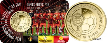 Commémorative 2.50 euros Belgique 2018 Coincard version Française - Diables rouges