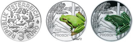 Commémorative 3 euros Autriche 2018 UNC -  La grenouille