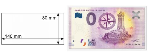 Pochettes de protection pour billets Euro Souvenir jusqu'à 140 x 80 mm - paquet de 50