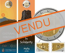 Commémorative 2 euros Malte 2018 BU Coincard avec poinçon MDP - Patrimoine culturel Children in Solidarity