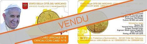 Coincard n°8 pièce 50 cents Vatican 2017 CC - François