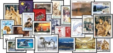 Lot des 24 timbres commémoratifs tirage autoadhésif 2010 provenant des feuilles réservées aux entreprises (support blanc)