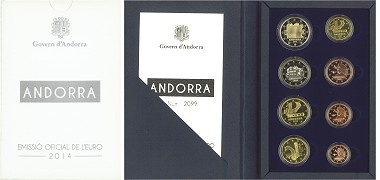 RARE - Coffret série monnaies euro Andorre 2014 BE