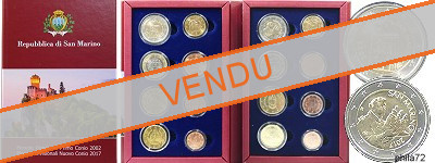 Coffret série monnaies euro Saint-Marin 2002 et 2017 Brillant Universel - 16 pièces (premier visuel et nouveau visuel)