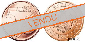 Pièce officielle de 5 cents euro Monaco 2001 UNC - Armoirie