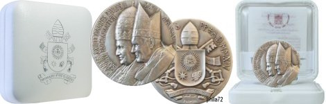 Commémorative médaille Argent Vatican 2014 - Canonisation Jean XXIII et Jean-Paul II