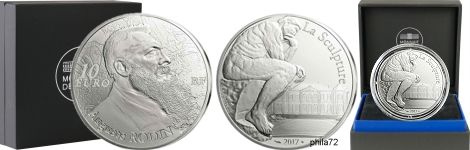Commémorative 10 euros Argent Auguste Rodin 2017 Belle Epreuve la sculpture - Monnaie de Paris