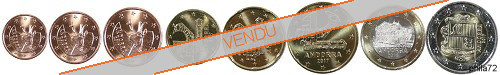 Série complète pièces 1 cent à 2 euros Andorre année 2014 UNC