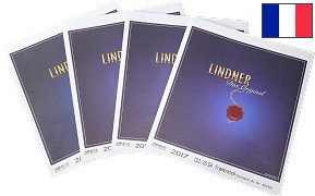 Feuilles préimprimées LINDNER-T France Mini-feuillets 2018 Coeur Rykiel, J.E. Vuillard, Ryder Cup fond bleu avec pochettes