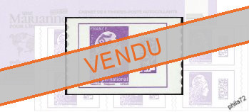 Marianne l'Engagée 2019 tirage autoadhésif - TVP 20g - international violet provenant de carnet