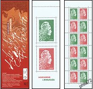 Carnet Marianne l'Engagée salon d'automne 2018 - 12 timbres TVP 20g et 1 timbre 1.60 €  vert et 1.90 € rouge