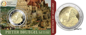 Commémorative 2 euros Belgique 2019 Coincard Française - 450 ans de la mort de Pieter Brughel