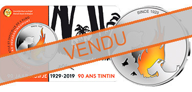 Commémorative 5 euros Belgique 2019 BU Coincard colorisée - 90 ans de Tintin