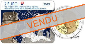 Commémorative 2 euros Slovaquie 2019 BU Coincard - Milan Rastislav Stefanik