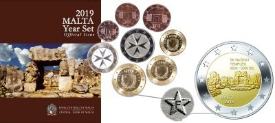 Coffret série monnaies euro Malte 2019 BU Temple de Ta'Hagrat - 9 pièces avec lettre atelier F