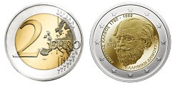 Commémorative 2 euros Grèce 2019 UNC - 150 ans de la mort de Andréas Kalvos