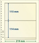 Feuilles neutres LINDNER-T MIX2 1 bande de 1 bande de 115 x 219 mm et 1 bande de 114 x 219 mm - paquet de 10 feuilles