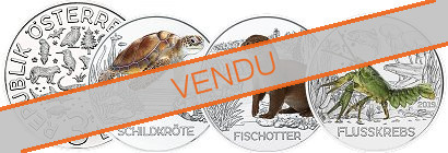 Lot des 3 pièces 3 euros Autriche 2019 UNC créatures colorées - La tortue, loutre et écrevisse