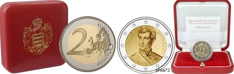 Commémorative 2 euros Monaco 2019 BE - 200 ans avènement Honoré V