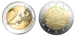 Commémorative 2 euros Lettonie 2019 UNC - Soleil Levant