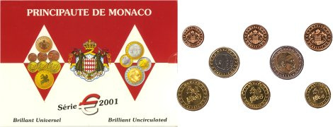 Coffret série monnaies euro Monaco 2001 BU