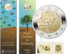 Commémorative 2 euros Malte 2019 BU Coincard avec poinçon MDP -  Nature et environement