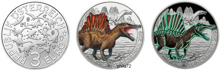 Commémorative 3 euros Autriche 2019 UNC - Le Spinosaurus