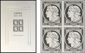 Feuillet Cérès 1849 - 2019 Émission spéciale Salon automne Paris 2019 de 4 timbres à 5.00 €