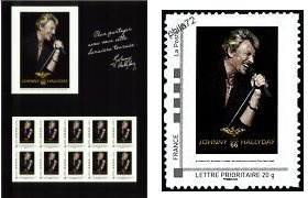 Collector IDT Johnny Hallyday 2009 Tour 66 tirage autoadhésif - bloc feuillet de 10 timbres TVP 20g - lettre prioritaire