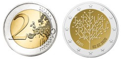 Commémorative 2 euros Estonie 2020 UNC - 100 ans du traité de paix de Tartu