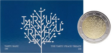 Commémorative 2 euros Estonie 2020 BU Coincard - 100 ans du traité de paix de Tartu