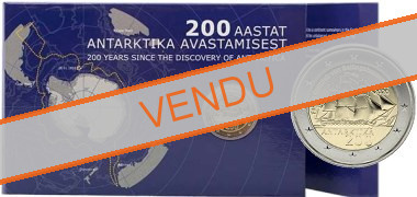  Commémorative 2 euros Estonie 2020 BU Coincard - 200 ans découverte de l'Antarctique