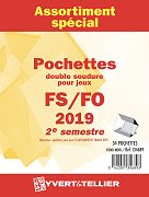 Assortiment de 34 Pochettes Yvert et Tellier double soudures fond noir pour timbres gommés - 2ème Semestre 2019