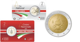 Commémorative 2 euros Italie 2020 BU Coincard - 80 ans du Corps National des Sapeurs Pompiers