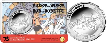 Commémorative 5 euros Belgique 2020 BU version relief en Coincard - Bob et Bobette 