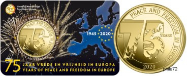 Commémorative 2.50 euros Belgique 2020 BU Coincard version Flamande - 75 ans Paix et Liberté