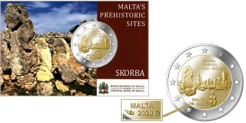 Commémorative 2 euros Malte 2020 Coincard - Temples de Skorba avec poinçon Monnaie de Paris
