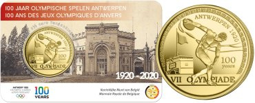 Commémorative 2.50 euros Belgique 2020 BU version relief en Coincard - 100  ans JO Anvers