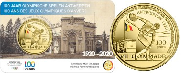 Commémorative 2.50 euros Belgique 2020 BU version colorisée en Coincard - 100  ans JO Anvers