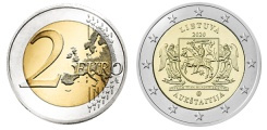 Commémorative 2 euros Lituanie 2020 UNC - région historique de Aukstaitija