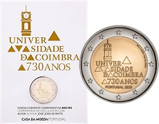 Commémorative 2 euros Portugal 2020 BU Coincard - 730 ans Université de Coimbra