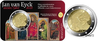 Commémorative 2 euros Belgique 2020 BU Coincard Version Française - Année Jan van Eyck